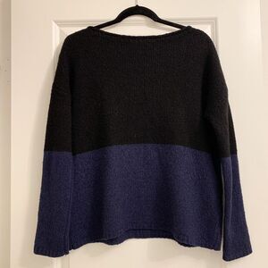Vince wool silk cashmere blend colorblock sweater boat neck loose fit Sz S